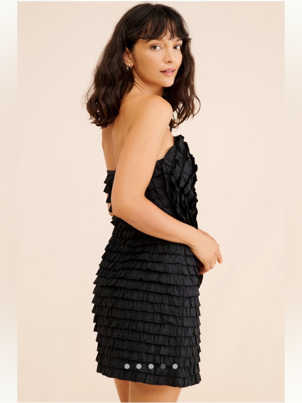 FARM Rio Black Strapless Ruffled Mini Dress - Picture 3 of 4